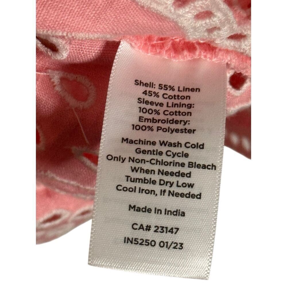 NWT Talbots LINEN BLEND SQUARE NECK TOP - EMBROIDERED PINEAPPLE - Picture 5 of 9